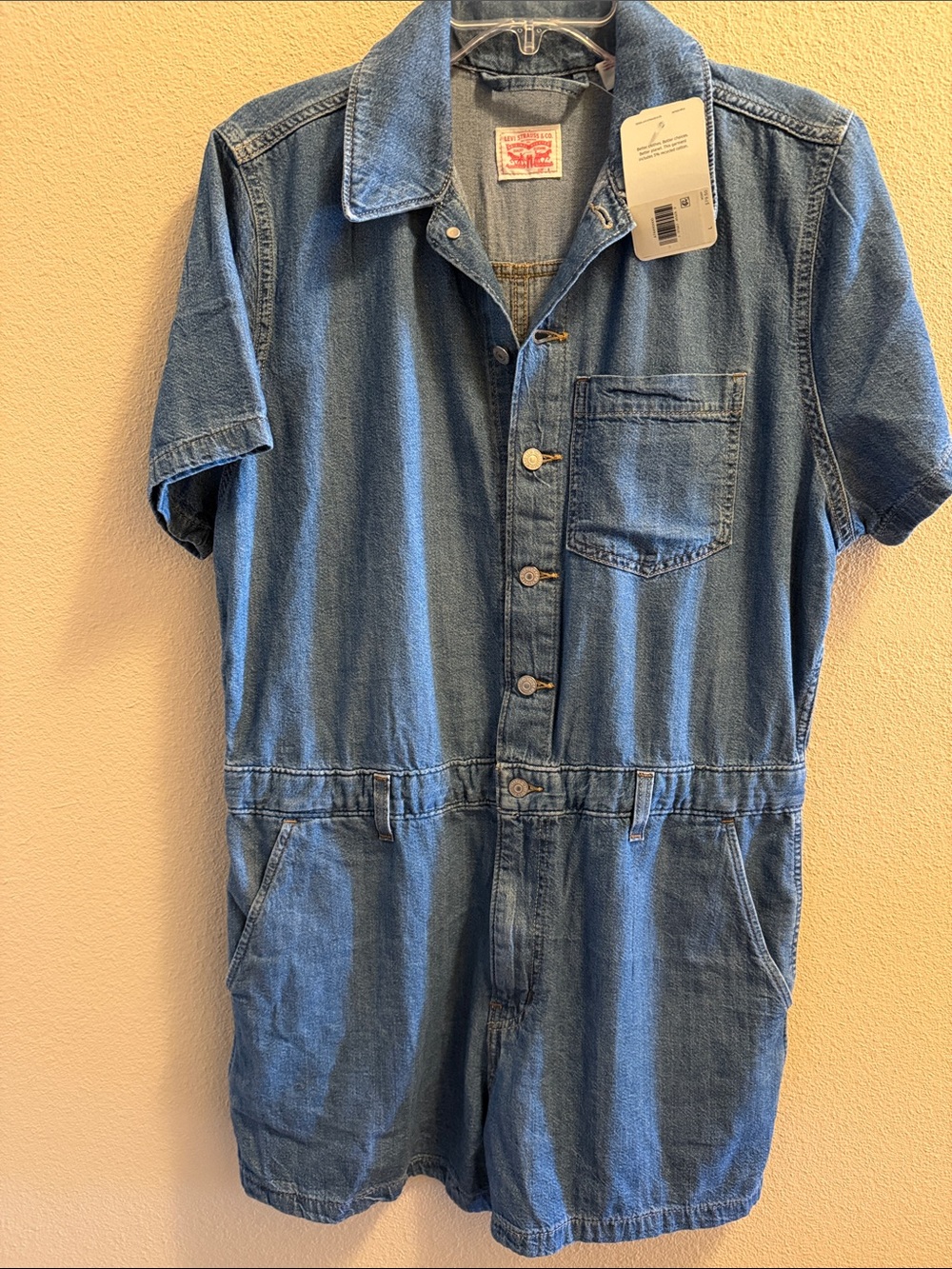 Levi's Short Sleeve Denim Jumpsuit - Blue Size L